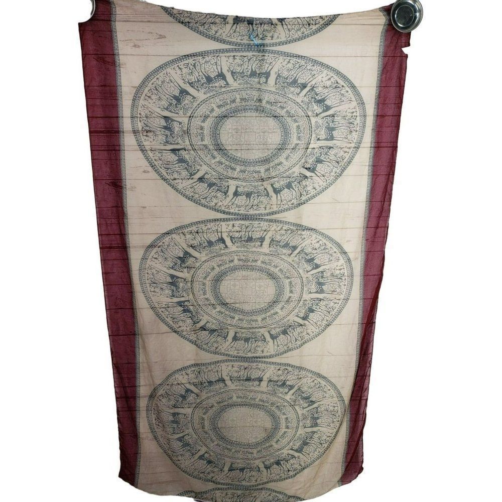 Maurices Medallion Deer Maroon Wrap Scarf Shawl Brown‎ Warm Winter